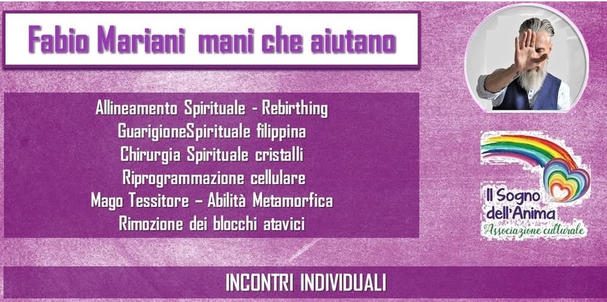 MANI CHE AIUTANO incontri individuali con Fabio Mariani Trattamento metodo SinTona Guarigionespirituale Filippina Massaggio Metamorfico Trattamenti con i cristalli informatizzati Litios Scioglimento dei blocchi atavici